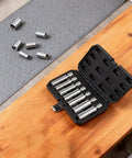 Open case with 7 Piece Spark Plug Socket Set With 3/8 Inch Drive Including 14mm 16mm 18mm 21mm 9/16 13/16 3/4 Sockets Magnetic
