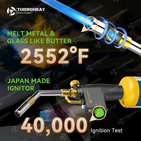 Heavy Duty Torch Kit With Auto Igniter, Ready To Use For Welding, Soldering, And Brazing, Includes MAPP Gas Cylinder And Metal Handle