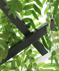Close-up of leaves on 82 Inch Metal Garden Trellis Arch With Durable Steel Tubing And Elegant Scrollwork, Weather Resistant Gray Finish