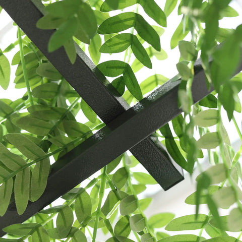 Close-up of leaves on 82 Inch Metal Garden Trellis Arch With Durable Steel Tubing And Elegant Scrollwork, Weather Resistant Gray Finish