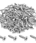 Top Shelf 200 Piece Pack Of Size Six By Half Inch Phillips Countersunk Flat Head Wood Screws Heavy Duty 304 Stainless Steel Self Tapping Fasteners Killer Performance For Weekend Diy Builds in a pile.