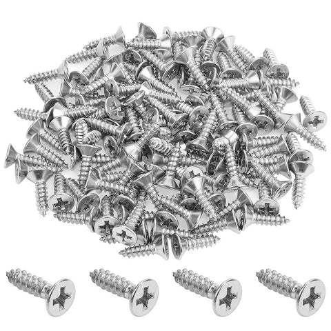 Top Shelf 200 Piece Pack Of Size Six By Half Inch Phillips Countersunk Flat Head Wood Screws Heavy Duty 304 Stainless Steel Self Tapping Fasteners Killer Performance For Weekend Diy Builds in a pile.