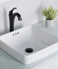 Elavo Square Vessel Sink With Overflow White Porcelain Ceramic Semi Recessed Bathroom Vanity Sink 16 And A Half Inch