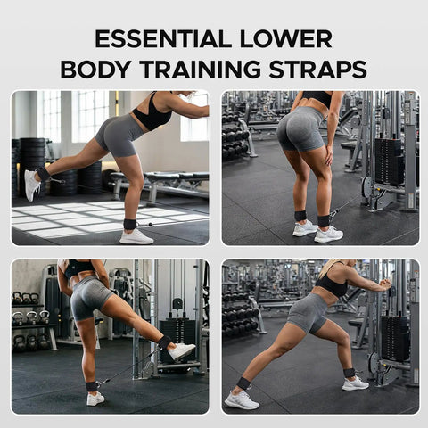 Pro Level Ankle Strap For Cable Machine With Thick Breathable Padding Tailored For Beast Mode Leg Day Booty Work And Hamstring Curls Black, shown in use for glute exercises.