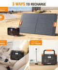 Off Grid Ready 519Wh Portable Power Station With 2 110V AC Outlets 500W Continuous Power Peak 1000W Powers 10 Devices Including USB C PD USB A QC3 Car Port And 12V DC For RV Van Life Camping Road Trips Home Emergency Backup.