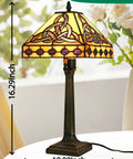 Lit Tiffany Style Table Lamp With Stained Glass Shade Irish Celtic Design 17500 Lumens Fairy Night Light E26 Socket Bronze Base