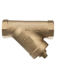Heavy Duty Cast Bronze Wye Type Strainer One And A Half Inch SXL With Stainless Steel Screen for water lines, side view.