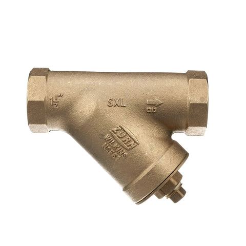 Heavy Duty Cast Bronze Wye Type Strainer One And A Half Inch SXL With Stainless Steel Screen for water lines, side view.