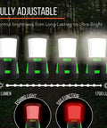 Beast Mode 2000 Lumen Camping Lantern With All Day Battery Life And 360 Degree Light Control showcasing brightness levels