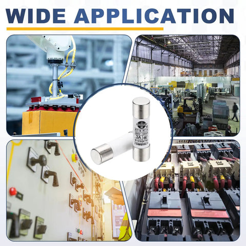 Industrial Grade Ceramic Cartridge Fuses 10x38mm F Type 380V 2A Fast Blow For Power Systems And Machinery, Rapid Overload Protection, High Reliability Electrical Safety For Industrial Equipment in control panels