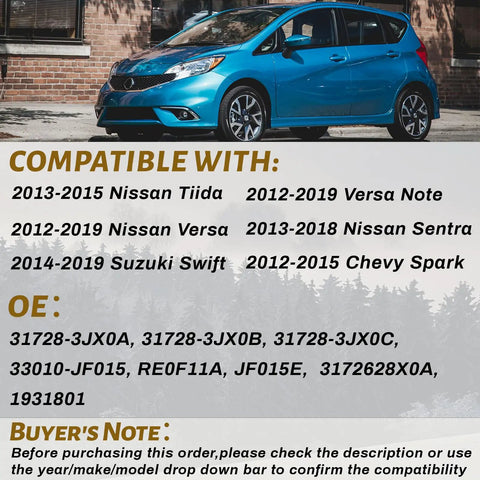 Transmission Filter And Oil Pan Gasket Kit For Nissan Tiida Versa Note Sentra Suzuki Swift And Chevy Spark Replacement OE 31728 3JX0A vehicle compatibility list