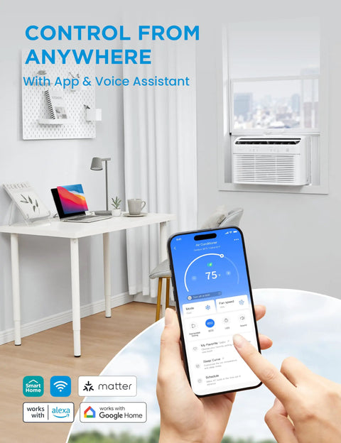 Ultra Quiet 8000 BTU Smart Inverter Window Air Conditioner With Heat And Dehumidifier Beat The Heat In Summer And Keep You Cozy Winter Long Cools To 350 Square Feet Energy Star Certified White