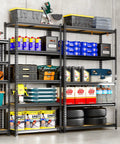 Beefy Heavy Duty Five Tier Metal Storage Shelving Unit for kitchen garage and laundry room adjustable 73 inch tall 35 inch