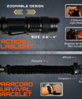 All-In-One 175-Piece Survival Kit With First Aid for Outdoor Adventures and Emergencies, zoomable tactical flashlight and paracord survival bracelet with compass, whistle, fire scraper, MOLLE-Compatible Gear Bag, Car Travel Ready, Camping, Hiking Essentials, IFAK, Perfect Gift For Men And Women.