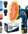 Cordless Car Buffer Polisher 6 Inch Portable Waxer Kit with 2X2000mAh Batteries, 6 Speeds, and 16 Attachments for Detailing