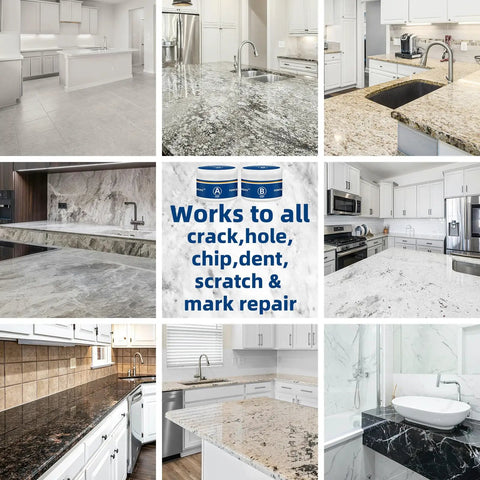 All In One Tile, Granite And Countertop Repair Kit For Chips, Dents, Cracks And Scratches On Marble Porcelain Stone And Quartz Surfaces