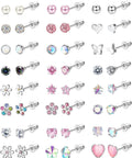 24 Pairs Hypoallergenic Earrings Set With Screw Back Studs For Girls And Women Cute Sparkly CZ Ball Star Butterfly Flower Heart Designs Flat Back Comfort For Everyday Wear Gift Ready Variety Pack, surgical steel