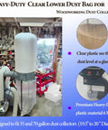 Six Pack Dust Collector Bags 20 Inch Diameter 70 Gallon 6 Mil Heavy Duty Clear Replacement For Woodworking Dust Systems in workshop