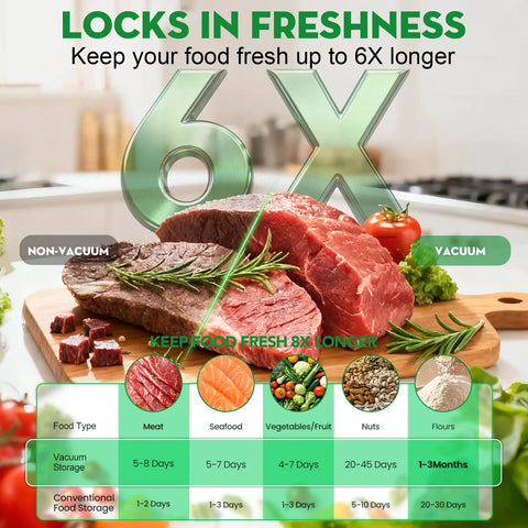 Comparison of meat freshness with and without 3-In-1 Vacuum Sealer for Food Compatible With Vacuum Bags Mason Jars and Wine Bottles