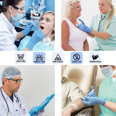 Blue Nitrile Exam Gloves 3.5 Mil Latex Free Powder Free Textured Fingertips Pro Grade Medical Disposable Gloves For Medical