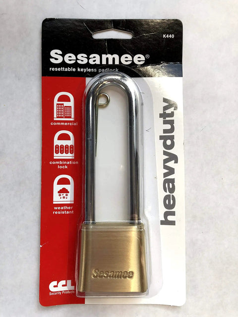 4 Dial Bottom Resettable Brass Padlock with Hardened Steel Shackle and 10,000 Possible Combos in packaging