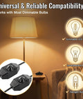 Two Pack Upgraded Inline Dimmer Switch For Lamp Cord Black Super Simple Hookup And Total Vibe Power Control Plus No Fuss Wiring For Modern Indoor Table Lamp Fixtures - dimmer switch with light compatibility displayed.