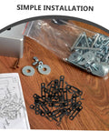 30 Pack Hidden Furniture Connectors And Adjustable Cabinet Fastener Brackets For Wardrobes And Sofas Offer Invisible Shelf Joining Hardware tools and parts on wooden surface.