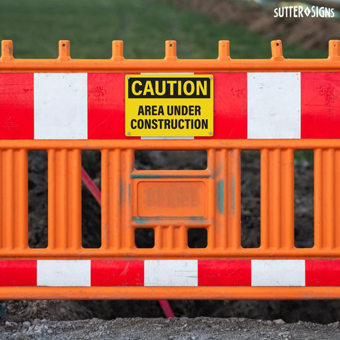 4 Pack Under Construction Signs 10x7 Inches Waterproof PVC Plastic For Worksite Safety Durable High Visibility Caution Hazard Area No Trespassing Yellow Black Signs