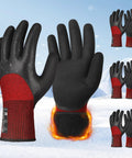 Three Pairs Winter Work Gloves with Three Quarters Double Dipped Coating, ANSI A2 Cut Resistant, Large, warm gear for cold weather.