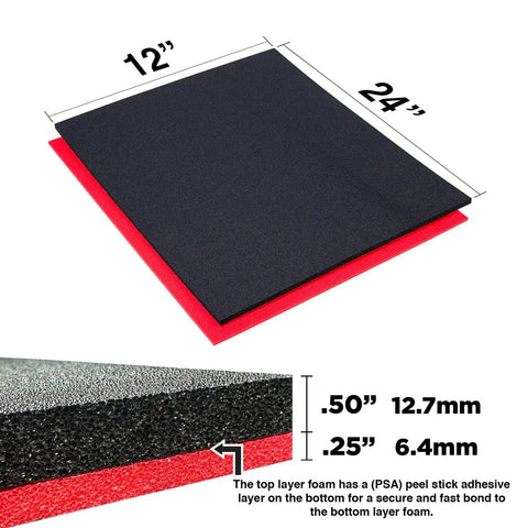 Shadow Foam Tool Box Organizers Dual Color Set For Custom 12x24 Fit Black Top Red Bottom Visual Tool Inventory System