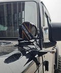Dual A Pillar LED Pods Off Road Mounting Brackets Set For Wrangler JL And JK No Drill Easy Bolt On Brackets Pack Of 2 with pod attached