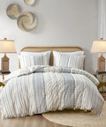 Bedroom with Set of 2 Farmhouse Bedside Lamps With USB Ports And AC Outlet, Blue Washed Resin Cuboid Lamp Posts With Seashell Pattern