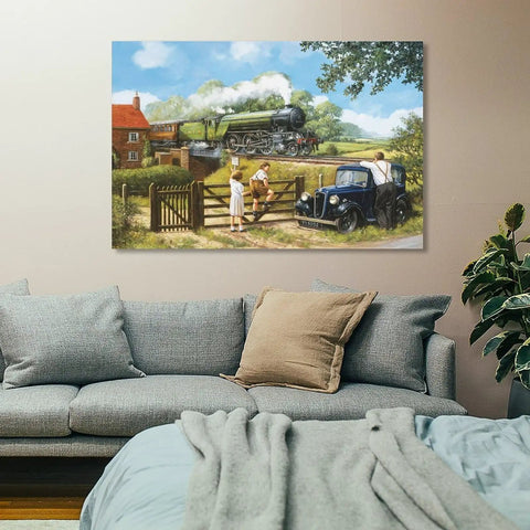 Dope Green Steam Locomotive Poster Canvas Print For Living Room And Bedroom, 12x18 Inches, Frameless Or Framed Wall Art