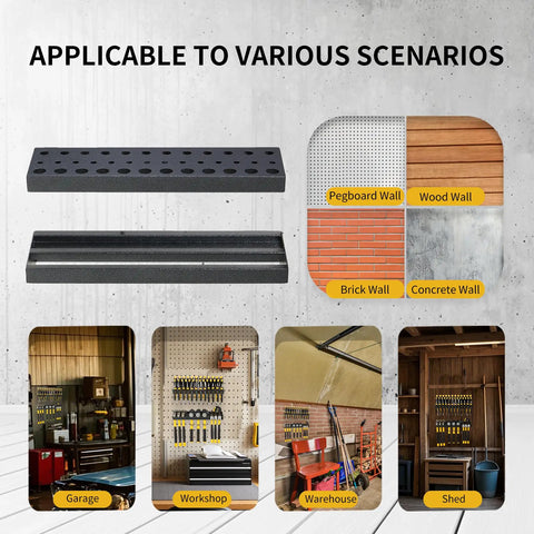 Heavy Duty Wall Mount Tool Organizer Set For Garage And Workshop With Screwdriver Holder Pliers Rack And Hammer Rack 2 Piece Storage Set In Charcoal Grey Durable Steel Construction For Quick Access shown on various wall types