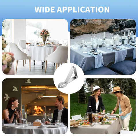 Heavy Duty Stainless Steel Tablecloth Clips 12 Pack Windproof Tablecloth Holders for Outdoor Tables ideal for restaurants parties weddings and camping rust resistant clips