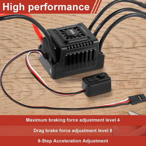 60A Waterproof Dustproof Brushless ESC With Sensorless Tech For One Tenth RC Cars And Trucks Outdoors T Plug Compatible