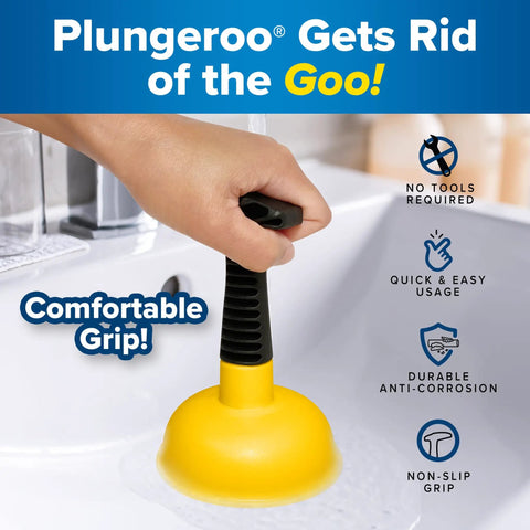 Mini Sink Plunger With Short Handle, Powerful And Easy To Use Clog Remover For Bathroom Drains, Showers, Bathtubs, Toilets, RVs And Kitchen Sinks In Yellow
