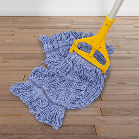 2 Pack Heavy Duty Mop Head Replacement For Commercial Cleaning Reusable Cotton Loop String Mop Heads Durable 17 Oz Wet Mops Refills Blue
