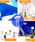 Ultra Strong 1000 Lb 304 Stainless Steel Swivel Hook With 360 Degree Rotation And Four Mounting Screws For Wall Or Wood Mounts in use with parasol, hanging chair, yoga, hammock setups.