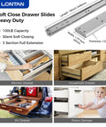 Six Pairs 22 Inch Soft Close Drawer Slides For Dressers, Heavy Duty Full Extension Cabinet Slides With Metal Ball Bearings