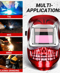 Auto Darkening Welding Helmet With True Color View Solar Powered Skull Design for MMA MIG TIG Plasma, multi-use display