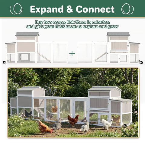 Mobile Chicken Coop With Wheels Weatherproof Large Hen House Chicken Tractor With Nesting Box Roosting Bars in backyard