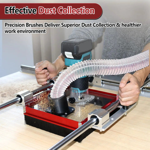 Dust Collection Router Sled Kit For Slab Flattening With 20mm Rails And SBR20UU SCS20UU Slides, acrylic plate in use