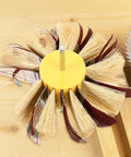 Heavy Grip Sisal Sanding Drum Buffing Wheel For Wood Furniture Polishing and Groove Cleaning with yellow base and bristles.