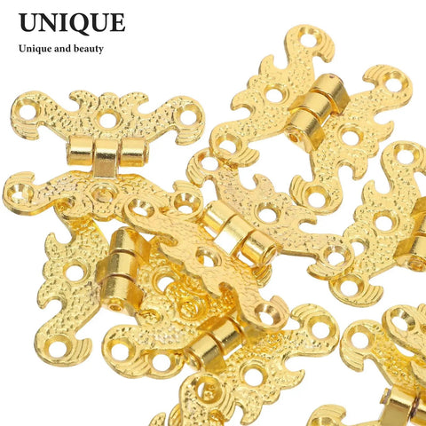 Vintage Lace Hinges For Wood Boxes And Jewelry Chests With Soft Close Damping System in gold, decorative cabinet hardware.