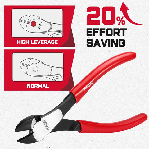 Heavy Duty 7 Inch High Leverage Diagonal Cutting Pliers With Angled Head for Precision Flush Cuts and Smooth Wire Snipping Action
