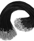 100 Pcs Premium Leather Necklace Cord With Clasps For Pendants Black 18 Inch Waxed Rope String For DIY Jewelry Making Kit
