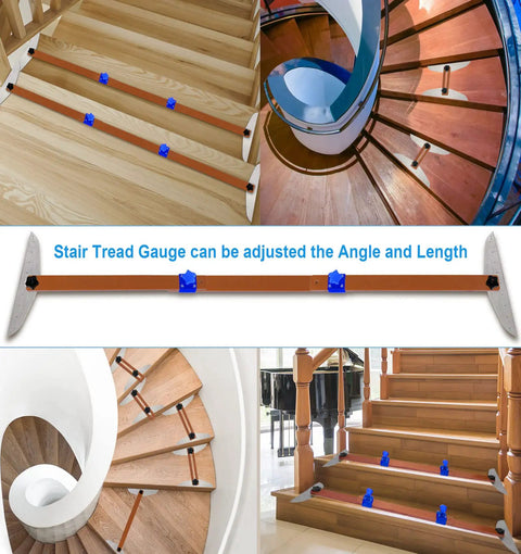 Adjustable Stair Tread Template Tool Kit With Pro Grade Gauge And Jig 7.67 To 49 Inch Length Accurate Time Saving Measuring Tool for stairs
