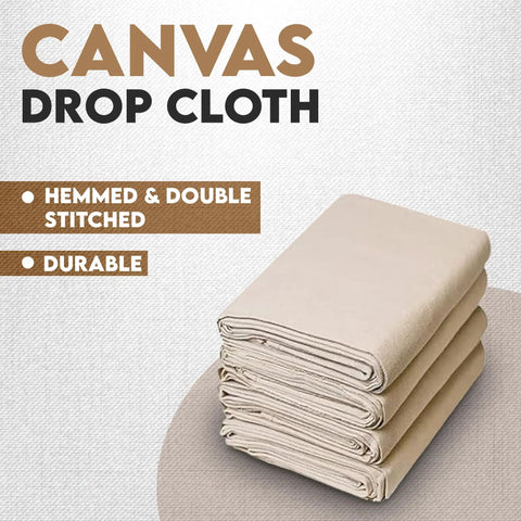 Thick Canvas Drop Cloth For Painting Pack Of Four Pro Grade 4x12 Feet Heavy Duty Canvas Tarp With Double Stitched Edges displayed folded