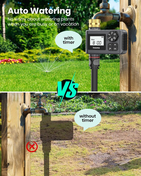Two Pack Water Timer With Brass Inlet For Sprinkler Systems Rain Delay Manual And Automatic Drip Irrigation And Lawn Watering System For Yard